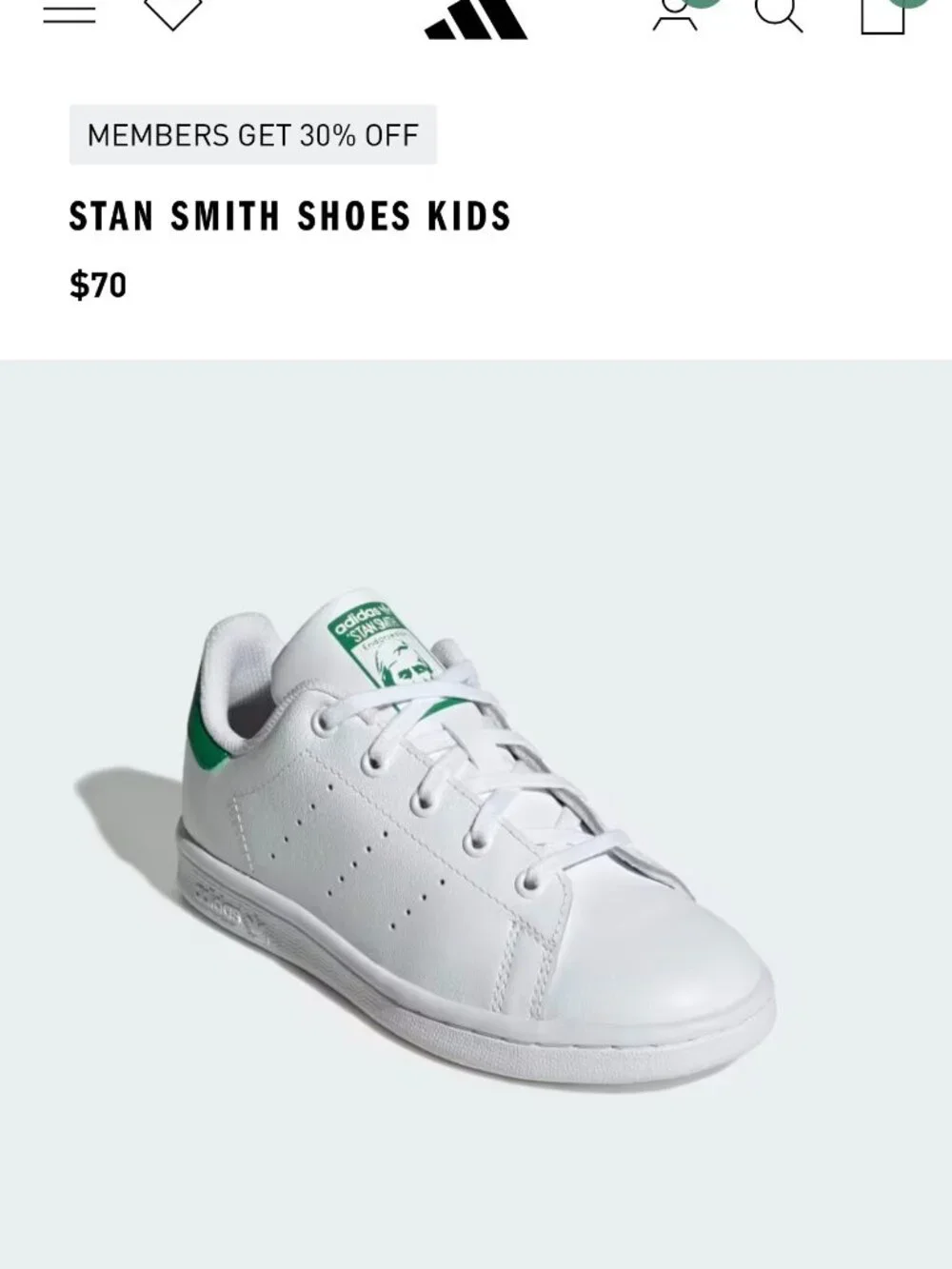 Adidas Originals Stan Smith Toddler Shoes White Green Leather Sneakers Kids Size